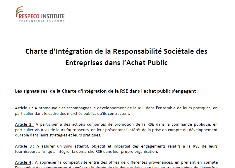 Photos of Charte d’Intégration de la RSE dans l’Achat Public