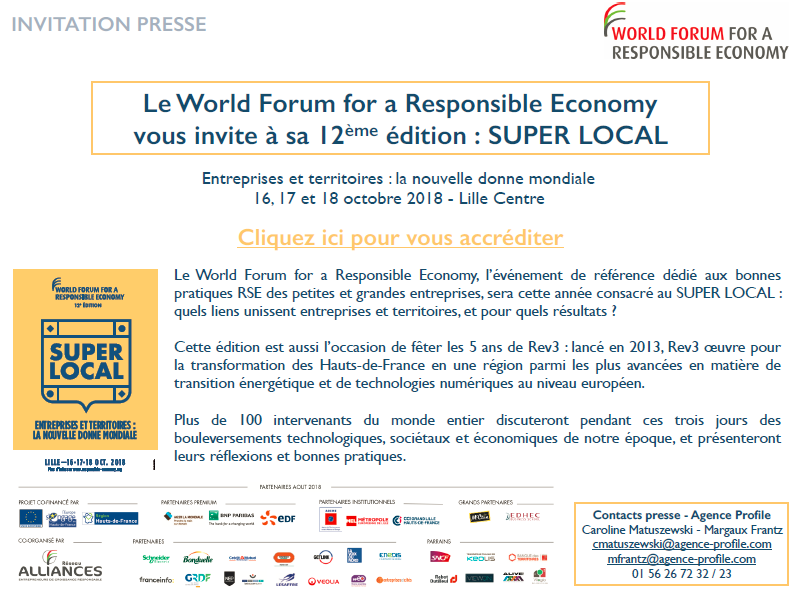 INVITATION PRESSE : Le World Forum for a Responsible Economy vous invite à sa 12ème édition : SUPER LOCAL